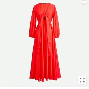 NWT J. Crew Tie front Cotton Voile Maxi Dress Red AY398 Women's Small